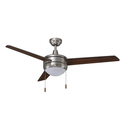 50 Inch Contempo AC Brushed Nickel Indoor Ceiling Fan 3-Blade 2 Lights Reversible