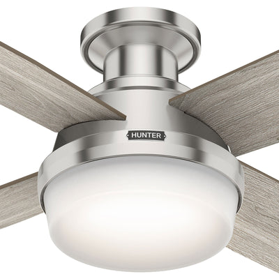 52 inch Dempsey Brushed Nickel Low Profile Ceiling Fan with LED Light Kit