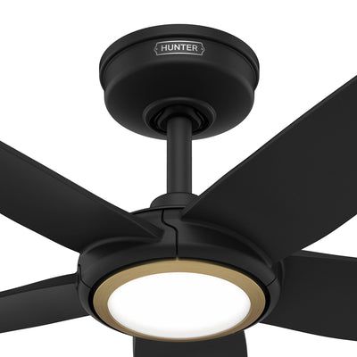 52 inch Zentech Wi-Fi ENERGY STAR® Matte Black Damp Rated Ceiling Fan with LED Light Kit and Handheld Remote