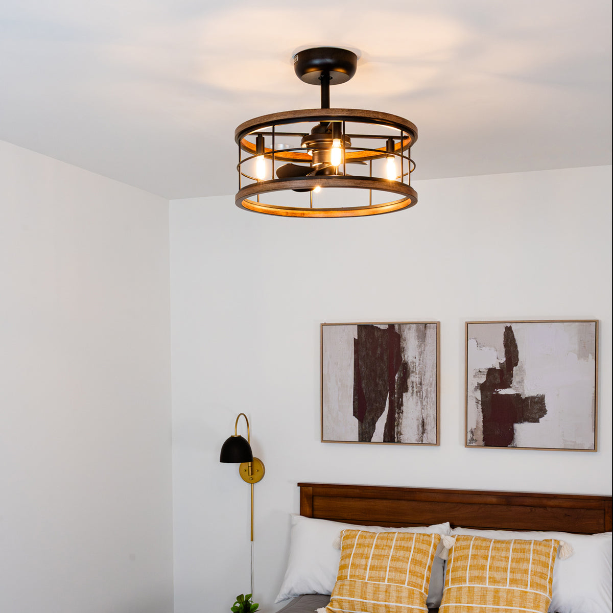 22 inch Bridgette Fandelier Brushed Nickel Ceiling Fan with Light Kit and Handheld Remote