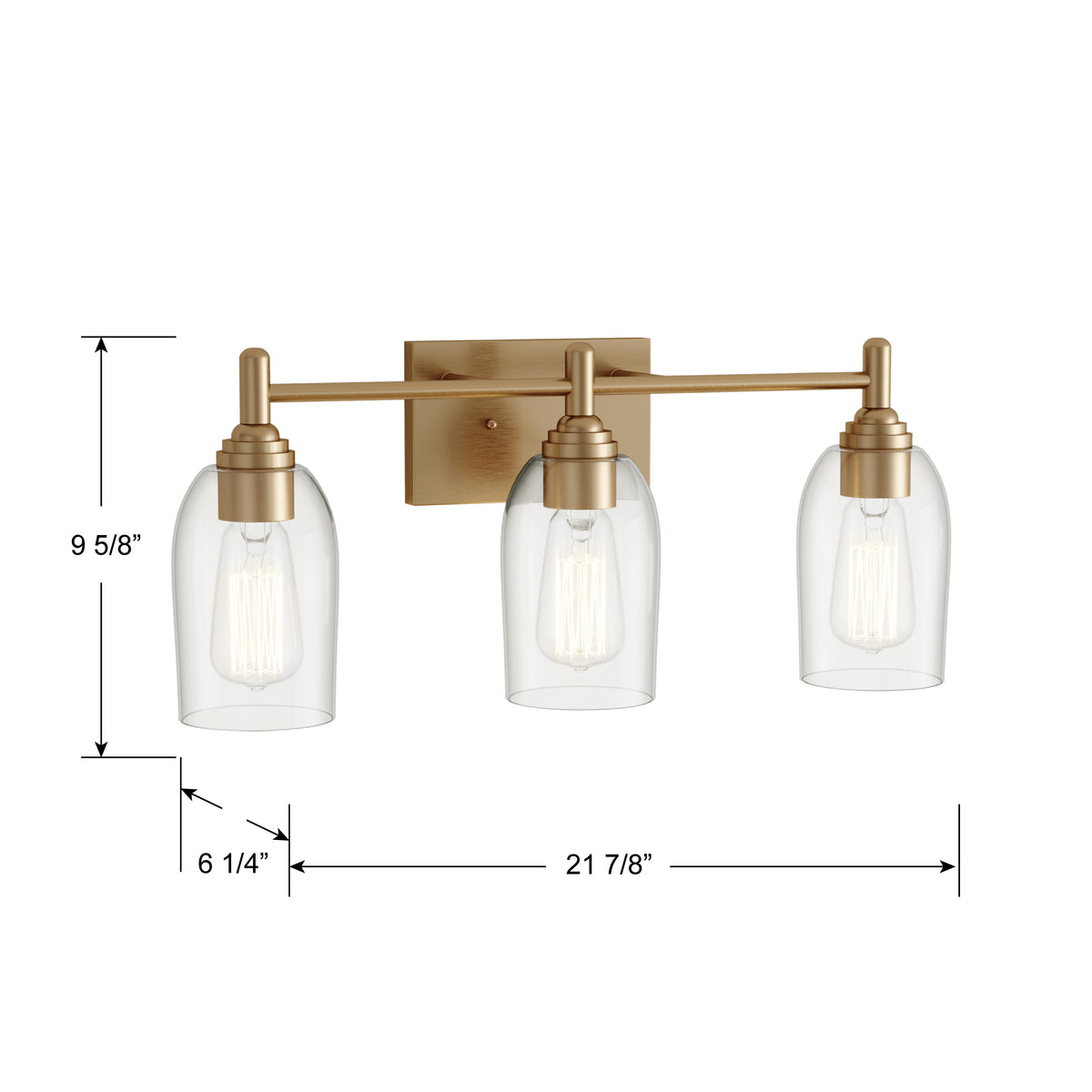 22'' Arlett Modern Gold 3 Light Bath Vanity