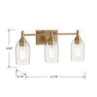 22'' Arlett Modern Gold 3 Light Bath Vanity