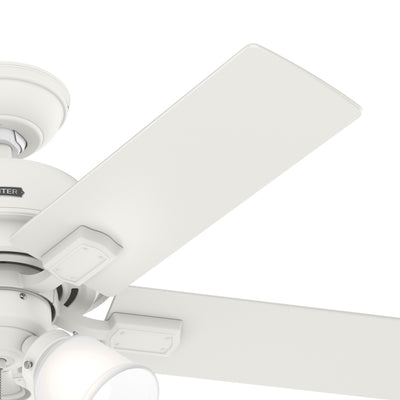 44 inch Crystal Peak Matte White Ceiling Fan with LED Light Kit and Pull Chain