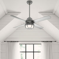 54 inch Searow Matte Silver WeatherMax Indoor / Outdoor Ceiling Fan with LED Light Kit and Wall Control