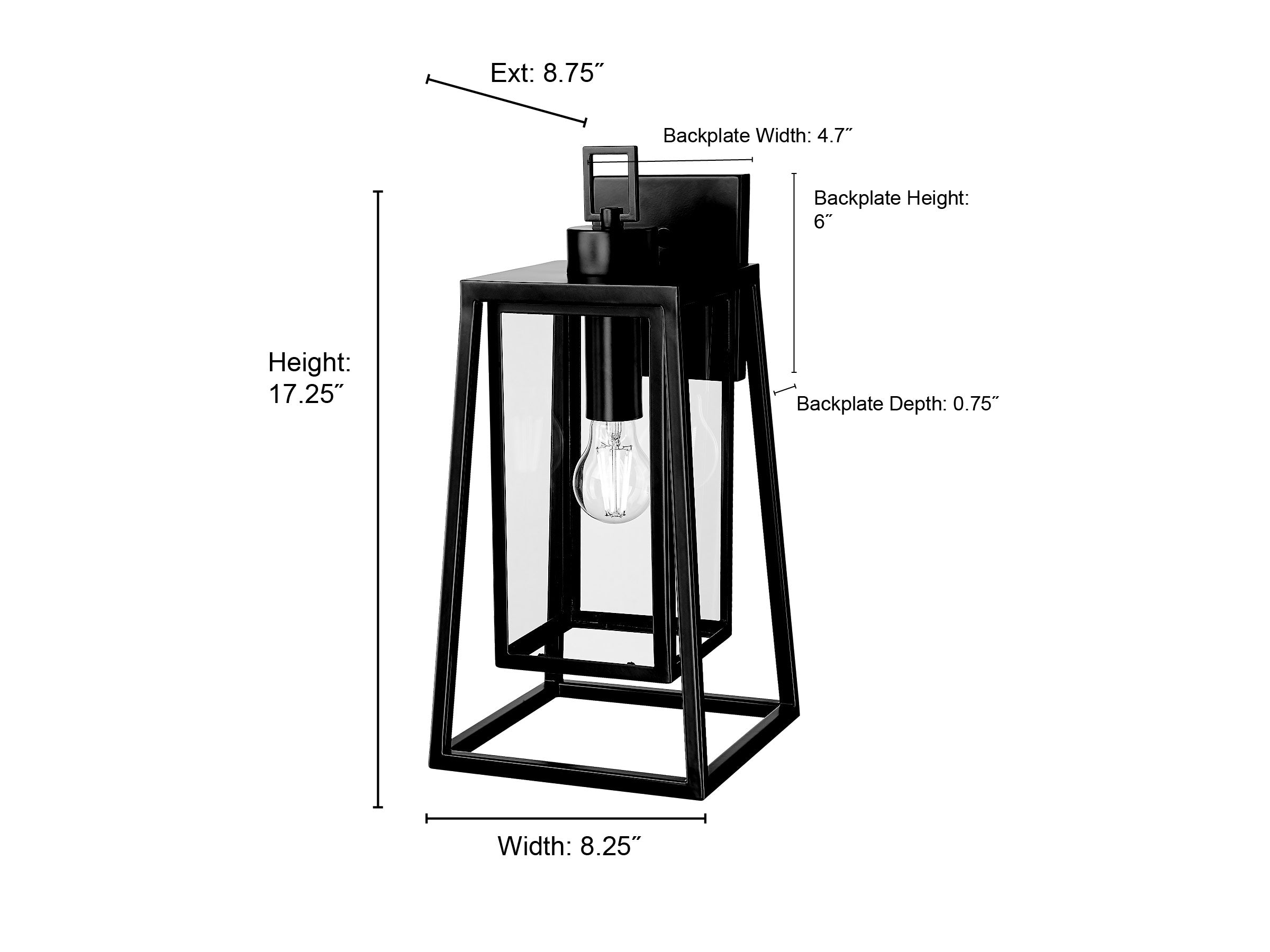 8.25'' Denzell Powder Coated Black 1 Light Wall Sconce
