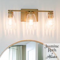 Rossmoor 20.5-inch 3-light Luxe Gold Vanity Light with Clear Fluted Glass