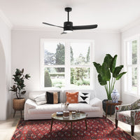 52 inch Bolsa Matte Black Ceiling Fan with LED Light Kit and Handheld Remote