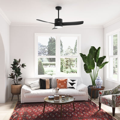 52 inch Bolsa Matte Black Ceiling Fan with LED Light Kit and Handheld Remote