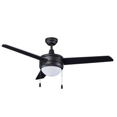 50 Inch Contempo AC Matte Black Indoor Ceiling Fan 3-Blade 2 Lights Reversible