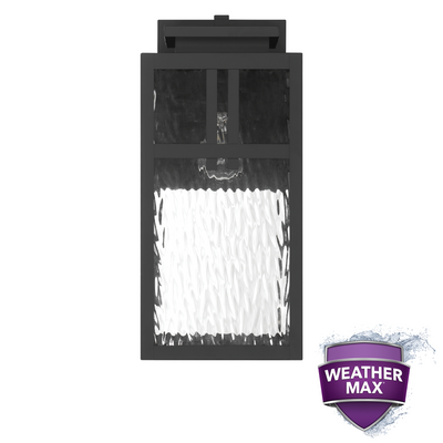 Aspenbrook 17-inch 1-light Matte Black Outdoor Wall Light with Water Glass