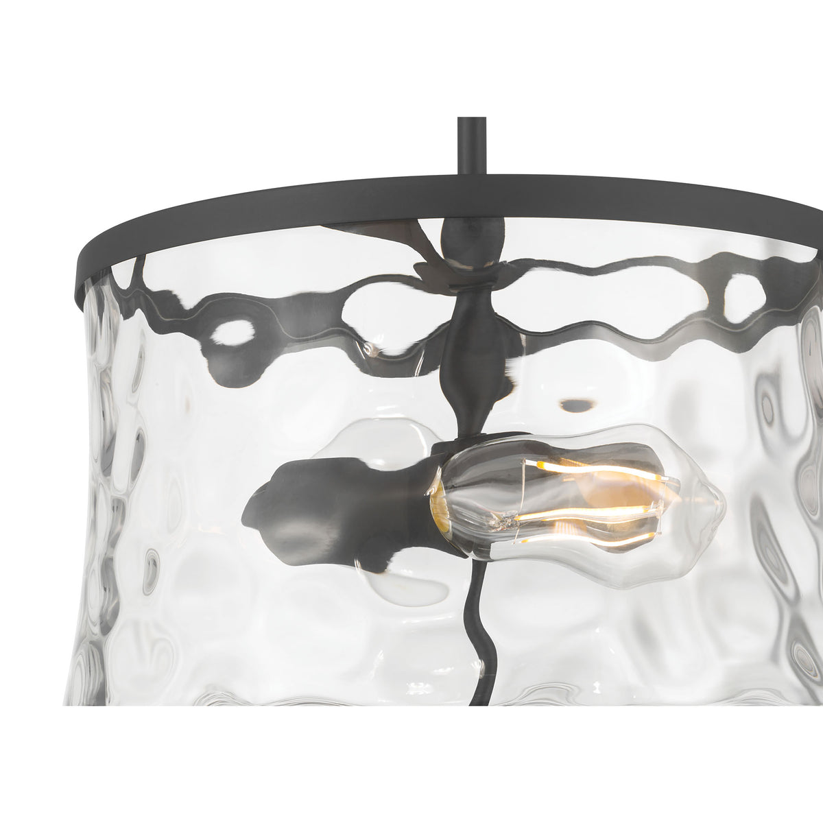 13'' Clarvyn Matte BlackClear Stone Water 2 Light Semi-Flush Mount