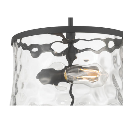 13'' Clarvyn Matte BlackClear Stone Water 2 Light Semi-Flush Mount