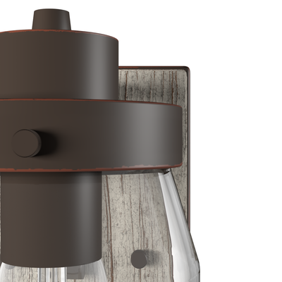 Devon Park 8.5-inch 1-light Onyx Bengal and Barnwood Wall Sconce with Clear Glass