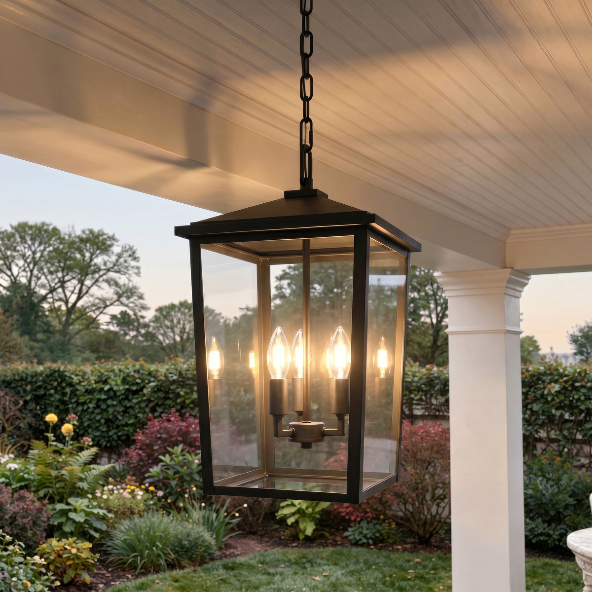 19.75'' Fetterton Powder Coated Black 3 Light Hanging Lantern