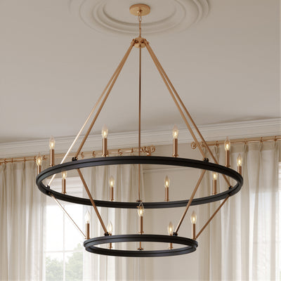 48.5'' Carruth Matte Black/Modern Gold 15 Light Chandelier