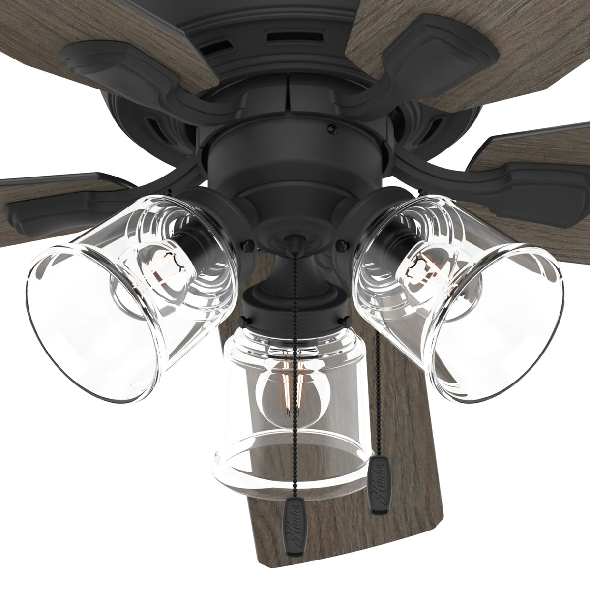 52 inch Rosner Matte Black Ceiling Fan with LED Light Kit and Pull Chain