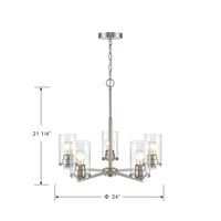 24-inch Verlana Brushed Nickel 5-Light Clear Glass Chandelier