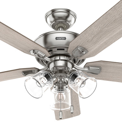 52 inch Rosner Brushed Nickel Ceiling Fan with LED Light Kit and Pull Chain