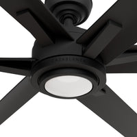 Casablanca 65 inch Melia ENERGY STAR® Matte Black Damp Rated Ceiling Fan with LED Light Kit and Wall Control and Handheld Remote