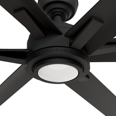Casablanca 65 inch Melia ENERGY STAR® Matte Black Damp Rated Ceiling Fan with LED Light Kit and Wall Control and Handheld Remote