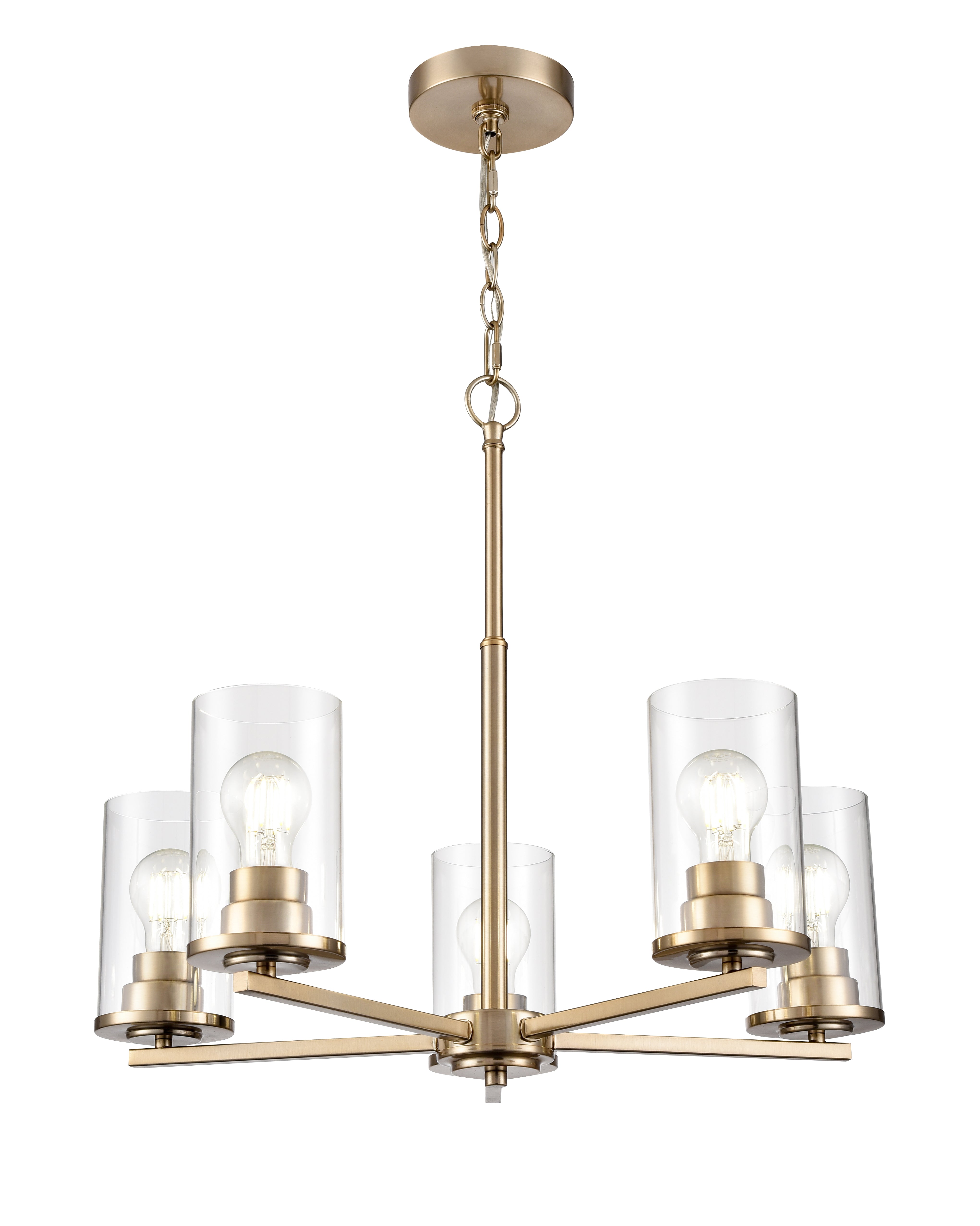 24-inch Verlana Modern Gold 5-Light Clear Glass Chandelier