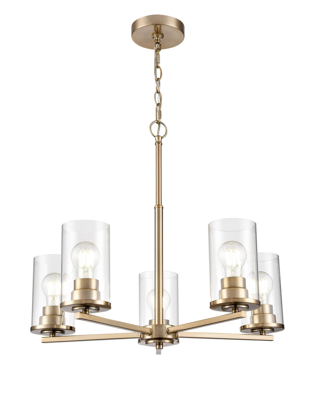 24-inch Verlana Modern Gold 5-Light Clear Glass Chandelier