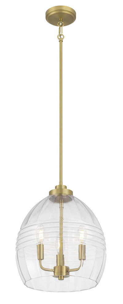 15.25'' Miravelle Vintage Brass 3 Light Pendant