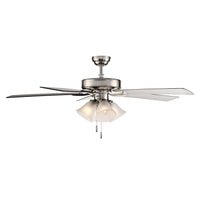 52 Inch Calivane AC Brushed Nickel Indoor Ceiling Fan 5-Blade 4 Lights Reversible