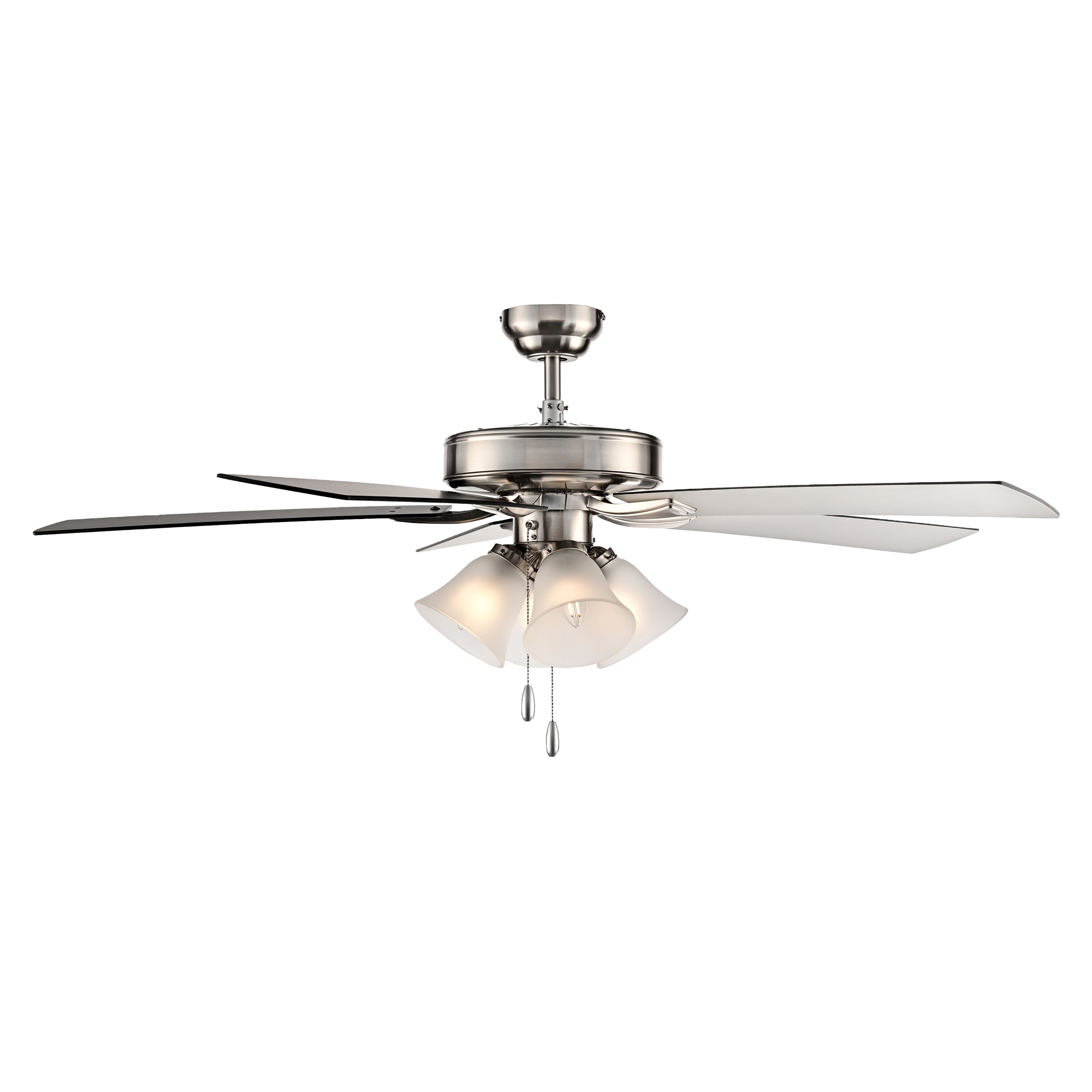 52 Inch Calivane AC Brushed Nickel Indoor Ceiling Fan 5-Blade 4 Lights Reversible
