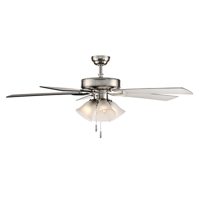 52 Inch Calivane AC Brushed Nickel Indoor Ceiling Fan 5-Blade 4 Lights Reversible