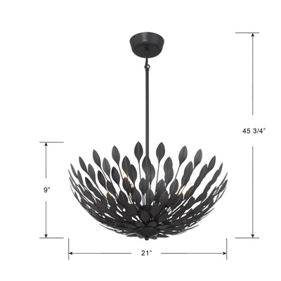 9'' Merylmint Matte Black 6 Light Pendant