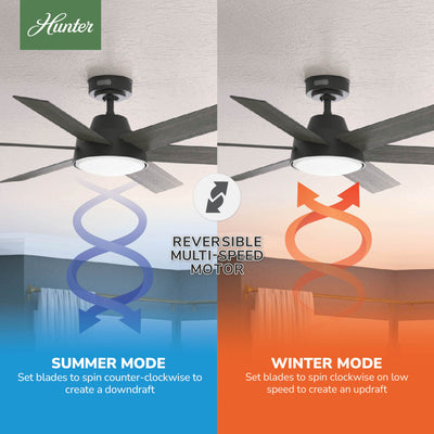 52 inch Donatella Matte Black Ceiling Fan with LED Light Kit and Handheld Remote