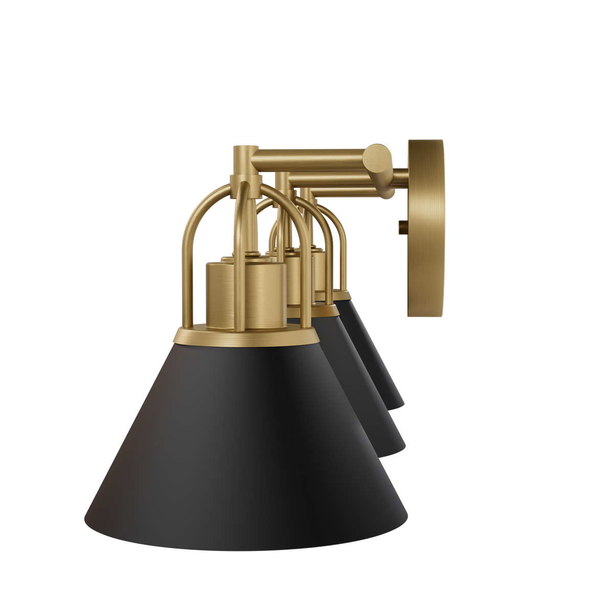 Carrington Isle 27-inch 3-light Matte Black and Luxe Gold Vanity Light with Matte Black Metal Shade