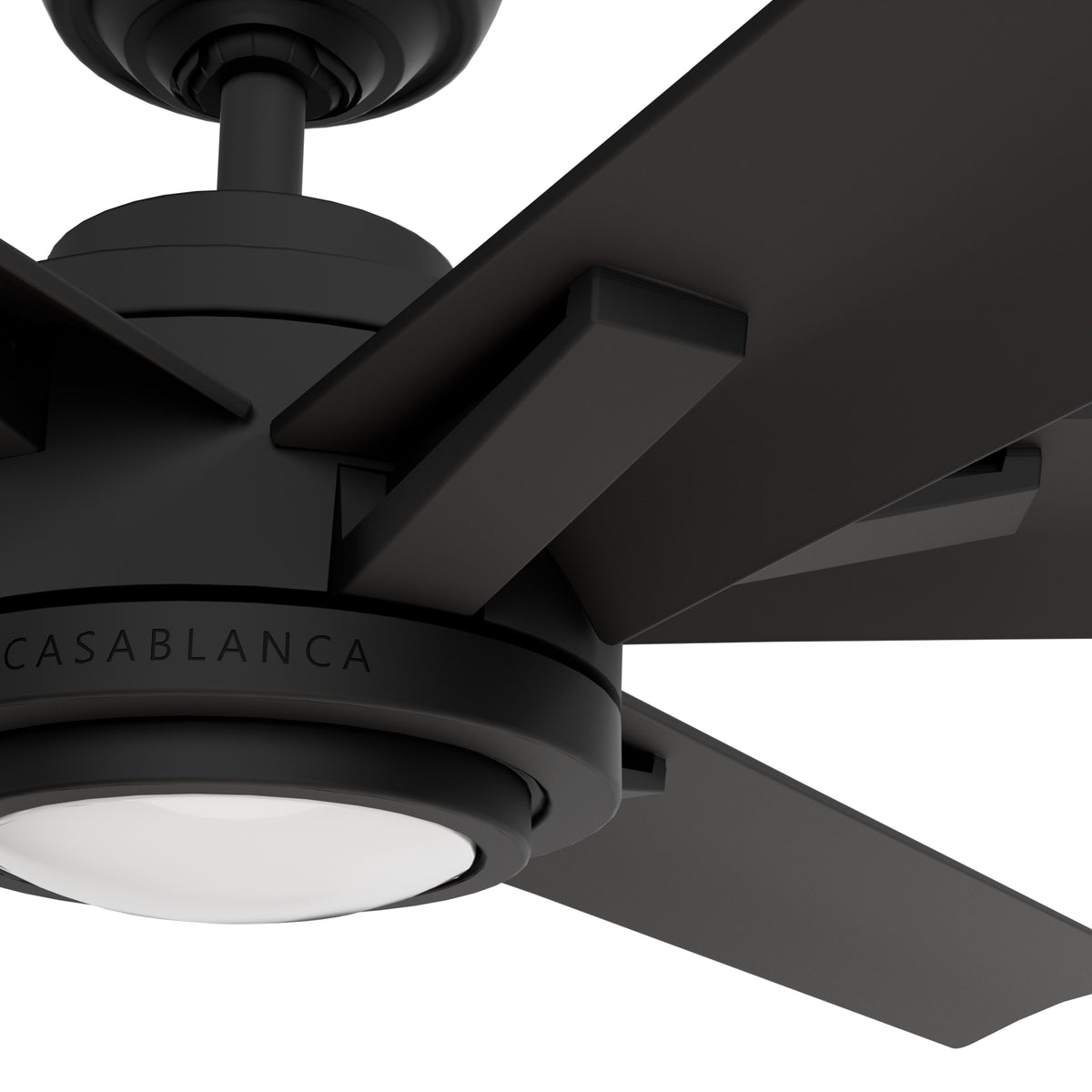 Casablanca 65 inch Melia ENERGY STAR® Matte Black Damp Rated Ceiling Fan with LED Light Kit and Wall Control and Handheld Remote