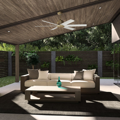60 inch Kennicott ENERGY STAR® Luxe Gold Damp Rated Ceiling Fan and Handheld Remote