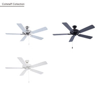 52 Inch Coltstaff AC Brushed Nickel Indoor Ceiling Fan 5-Blade Reversible