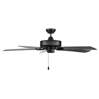 52 Inch Velbreeze AC Matte Black Outdoor Ceiling Fan 5-Blade