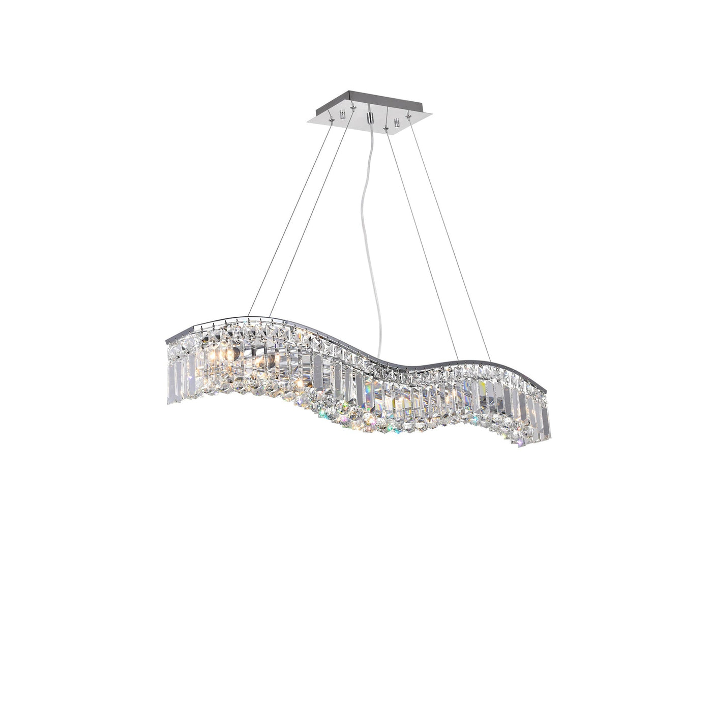 Glamorous 7 Light Chrome Chandelier Down Fixture