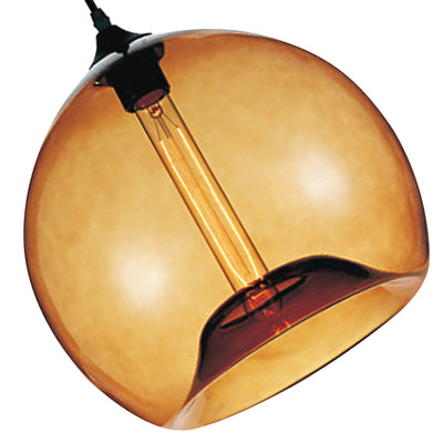 Glass 1 Light 12in Amber Pendant Light