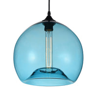 Glass 1 Light 12in Blue Pendant Light