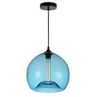 Glass 1 Light 12in Blue Pendant Light