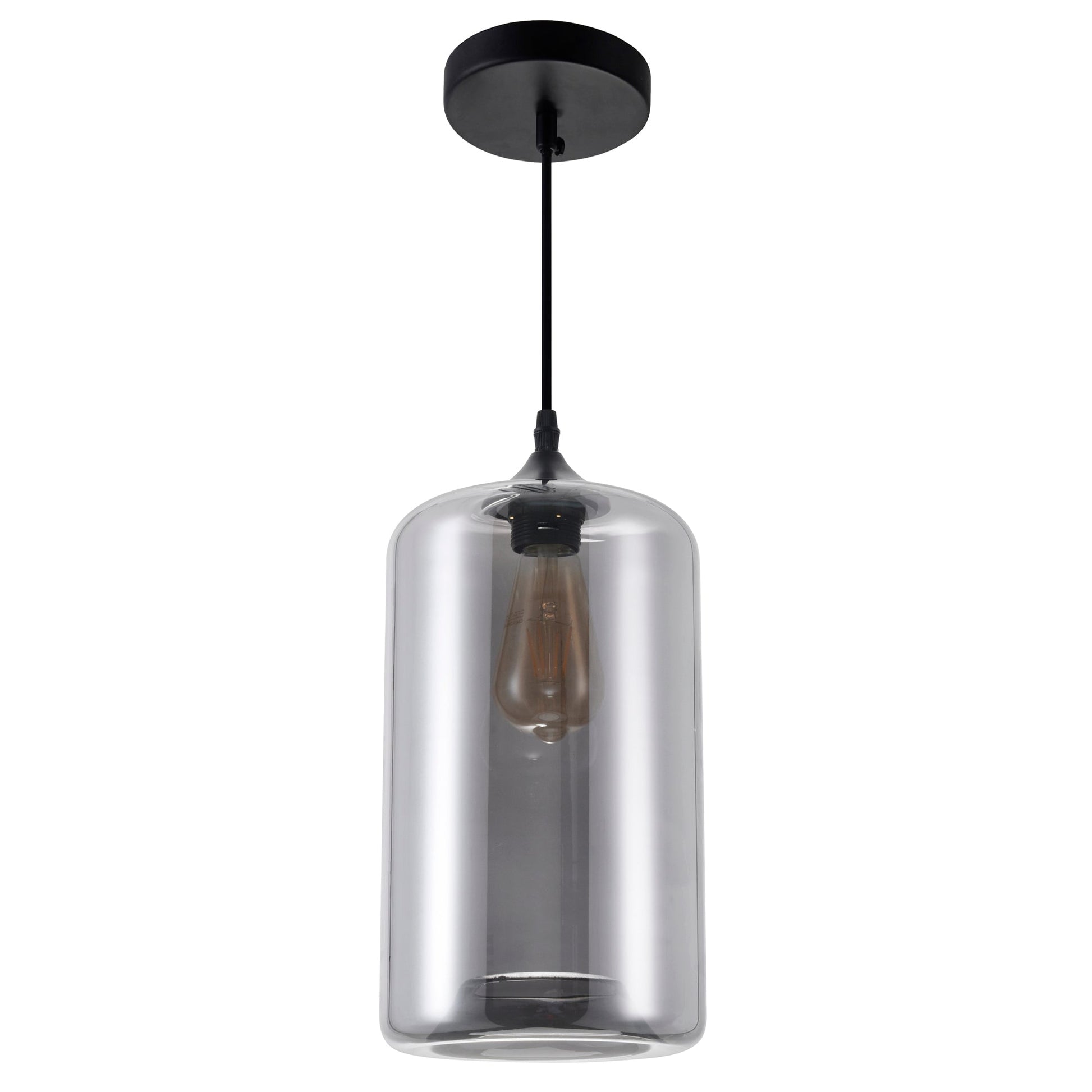 Glass 1 Light 7in Smoke Mini Pendant
