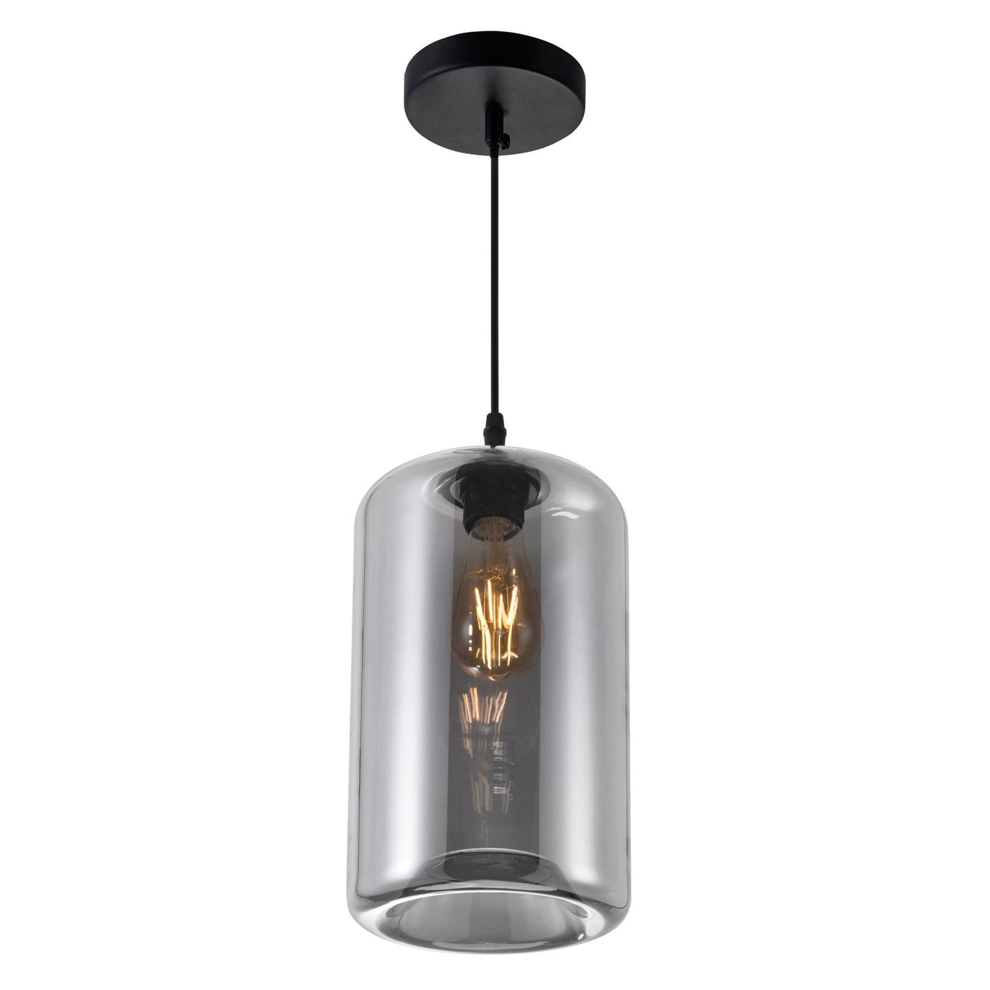 Glass 1 Light 7in Smoke Mini Pendant