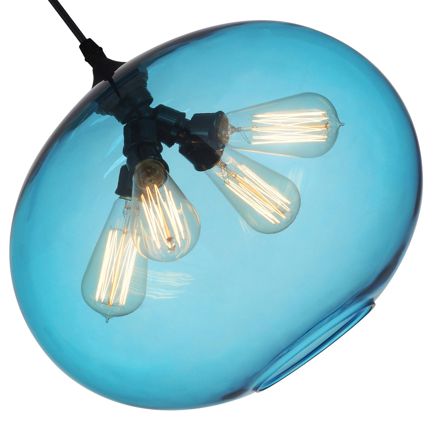 Glass 4 Light 16in Blue Pendant Light