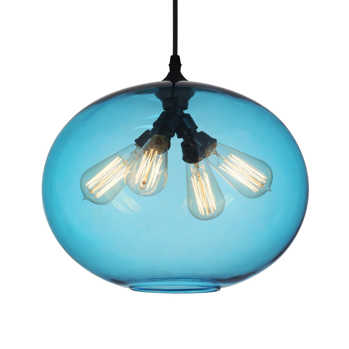 Glass 4 Light 16in Blue Pendant Light