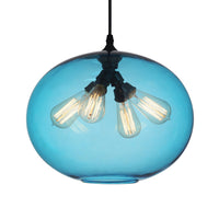 Glass 4 Light 16in Blue Pendant Light