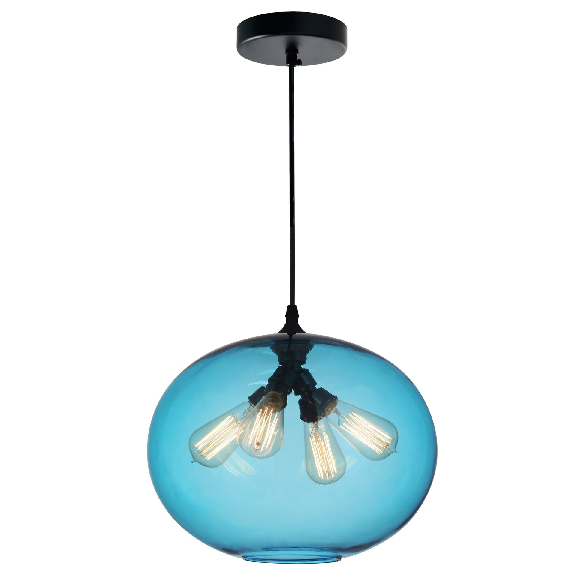 Glass 4 Light 16in Blue Pendant Light