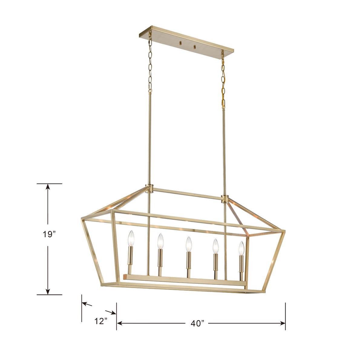 68'' Corona Modern Gold 5 Light Linear Chandelier