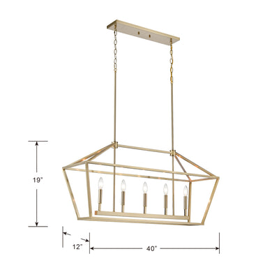 68'' Corona Modern Gold 5 Light Linear Chandelier