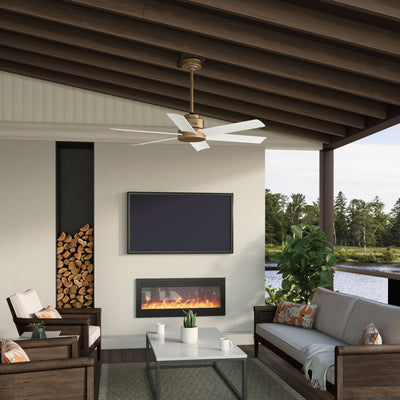52 inch Kennicott Luxe Gold Damp Rated Ceiling Fan and Wall Control